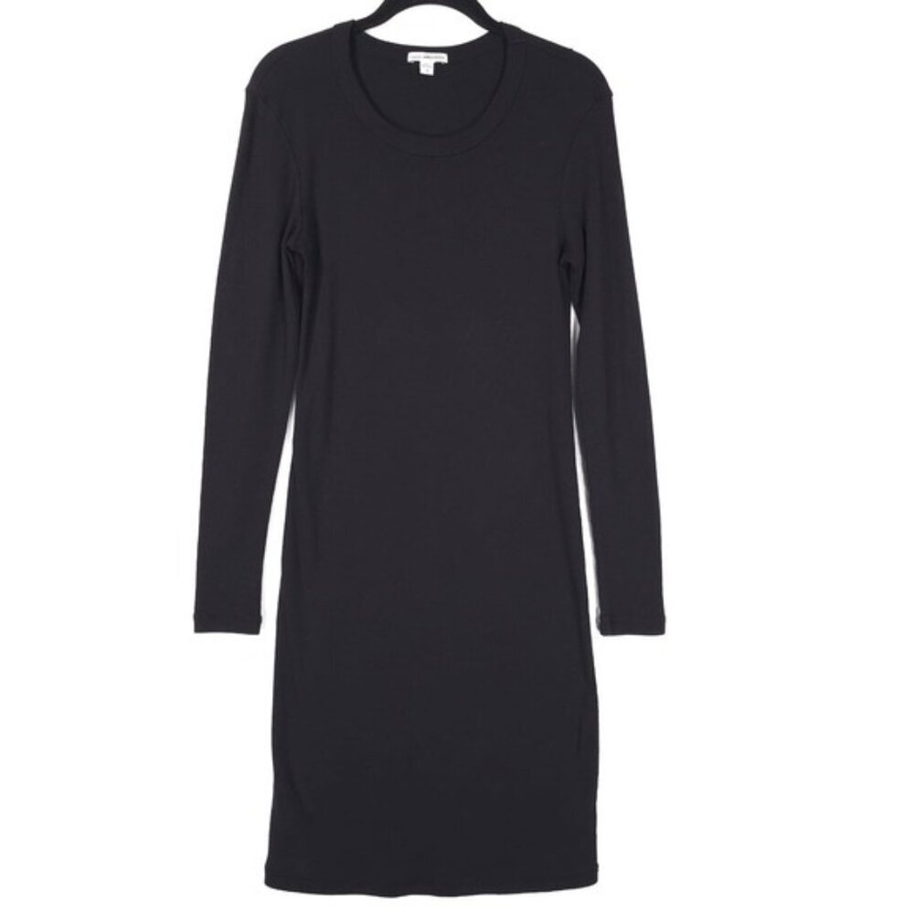 Standard JAMES PERSE Midi Dress Size‎ 3 Ribbed Long Sleeve Cotton WNLC6S35CU